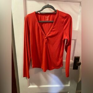 American Eagle Outfitters Bright Red Long Sleeve Shirt- Women’s XL